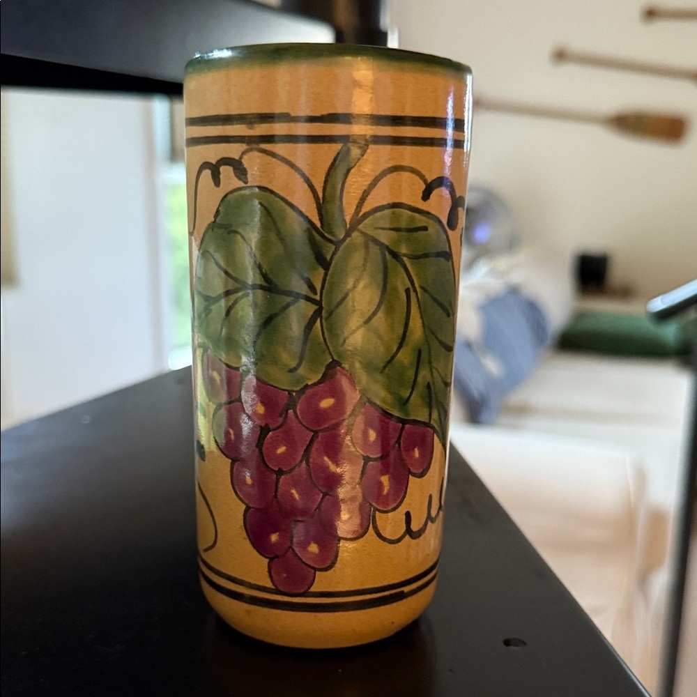 Hand-Painted Grape Motif Vase